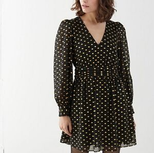 NWOT & Other Stories Metallic Dot Gathered Mini Dress Holiday Festive